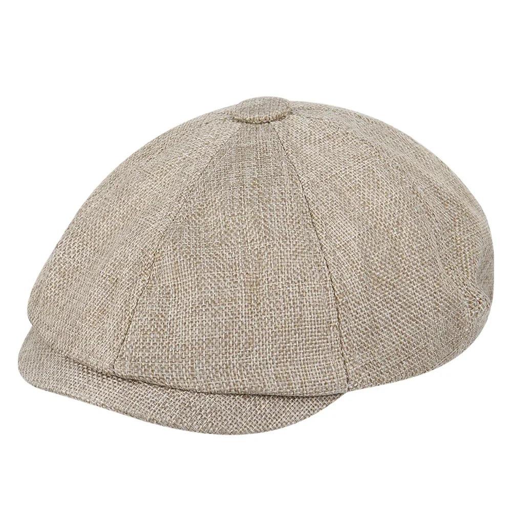 Men's Retro Tweed Newsboy Cap with Brim brown-173 by HitMyNeed