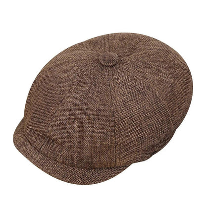 Men's Retro Tweed Newsboy Cap with Brim brown by HitMyNeed