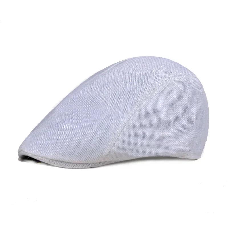 Men's Retro Tweed Newsboy Cap with Brim white-350850 by HitMyNeed