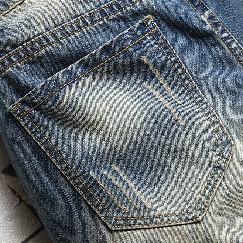 Men's Ripped Denim Jean Shorts Slim Fit 5-Pocket by HitMyNeed