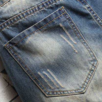 Men's Ripped Denim Jean Shorts Slim Fit 5-Pocket by HitMyNeed