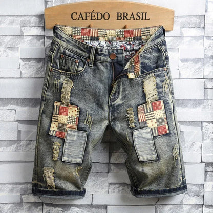Men's Ripped Denim Jean Shorts Slim Fit 5-Pocket 773.0 34.0 by HitMyNeed