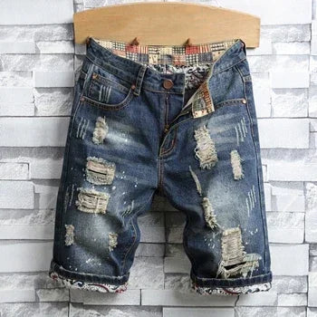 Men's Ripped Denim Jean Shorts Slim Fit 5-Pocket 779.0 32.0 by HitMyNeed