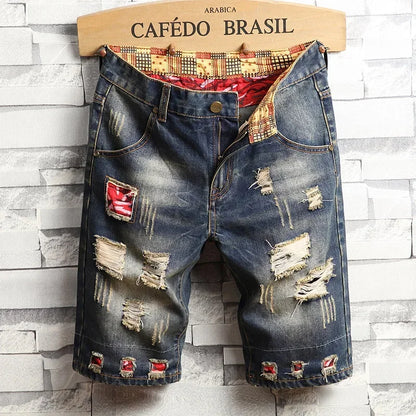 Men's Ripped Denim Jean Shorts Slim Fit 5-Pocket 782.0 28.0 by HitMyNeed