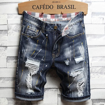 Men's Ripped Denim Jean Shorts Slim Fit 5-Pocket 787.0 34.0 by HitMyNeed