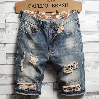 Men's Ripped Denim Jean Shorts Slim Fit 5-Pocket 789.0 36.0 by HitMyNeed