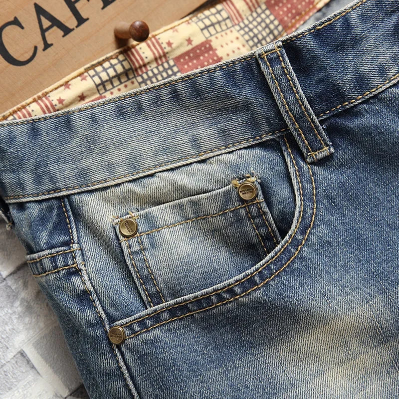 Men's Ripped Denim Jean Shorts Slim Fit 5-Pocket by HitMyNeed