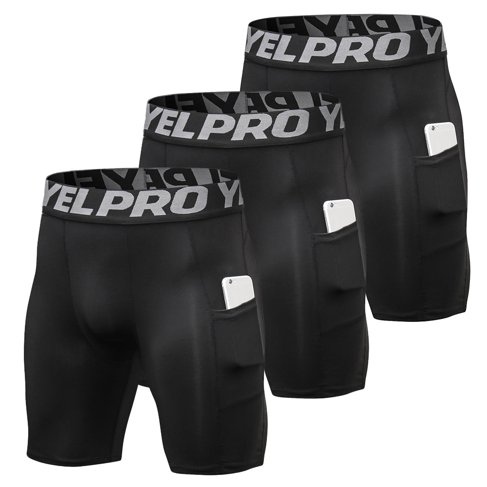 Men's Running Shorts 3-Pack with Side Pockets all-black xxl by HitMyNeed