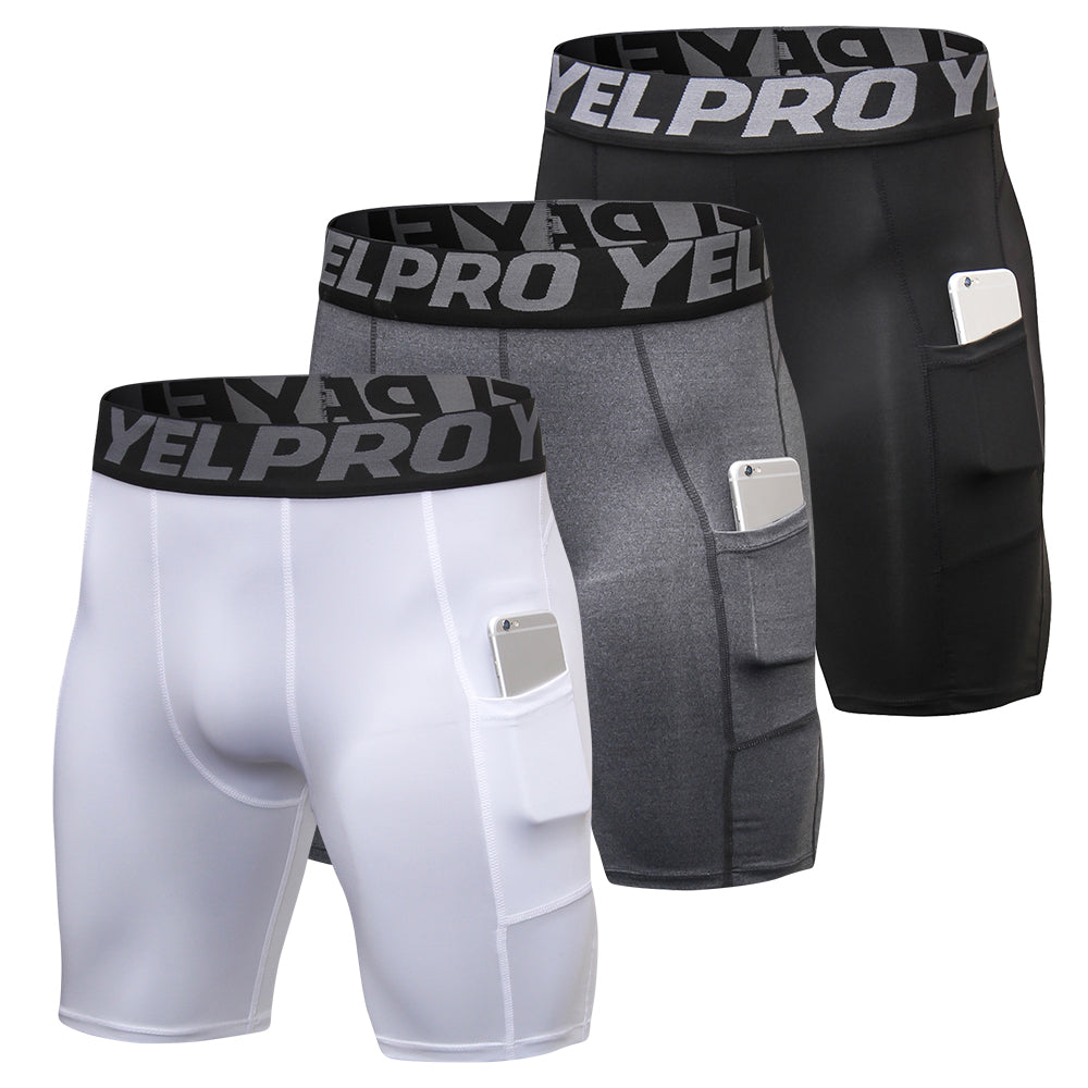 Men's Running Shorts 3-Pack with Side Pockets black-grey-white xxl by HitMyNeed