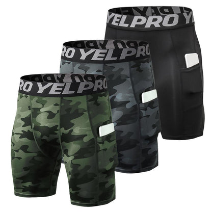 Men's Running Shorts 3-Pack with Side Pockets blackcamouflagegreen s by HitMyNeed
