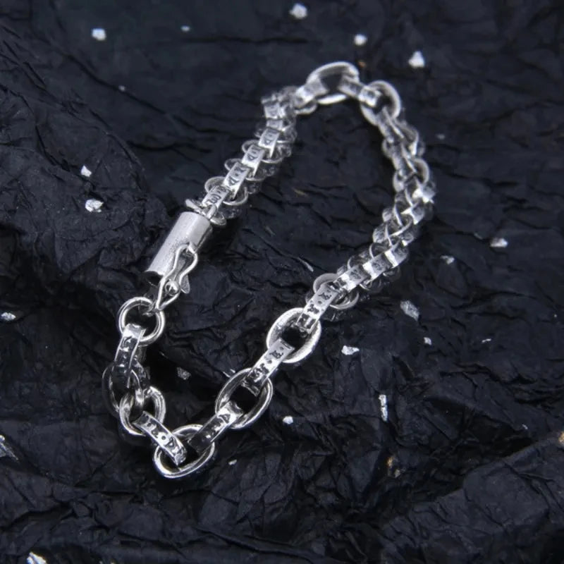 Men's S925 Silver 5-6mm Heart Braided Bracelet by HitMyNeed