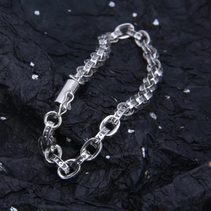 Men's S925 Silver 5-6mm Heart Braided Bracelet by HitMyNeed