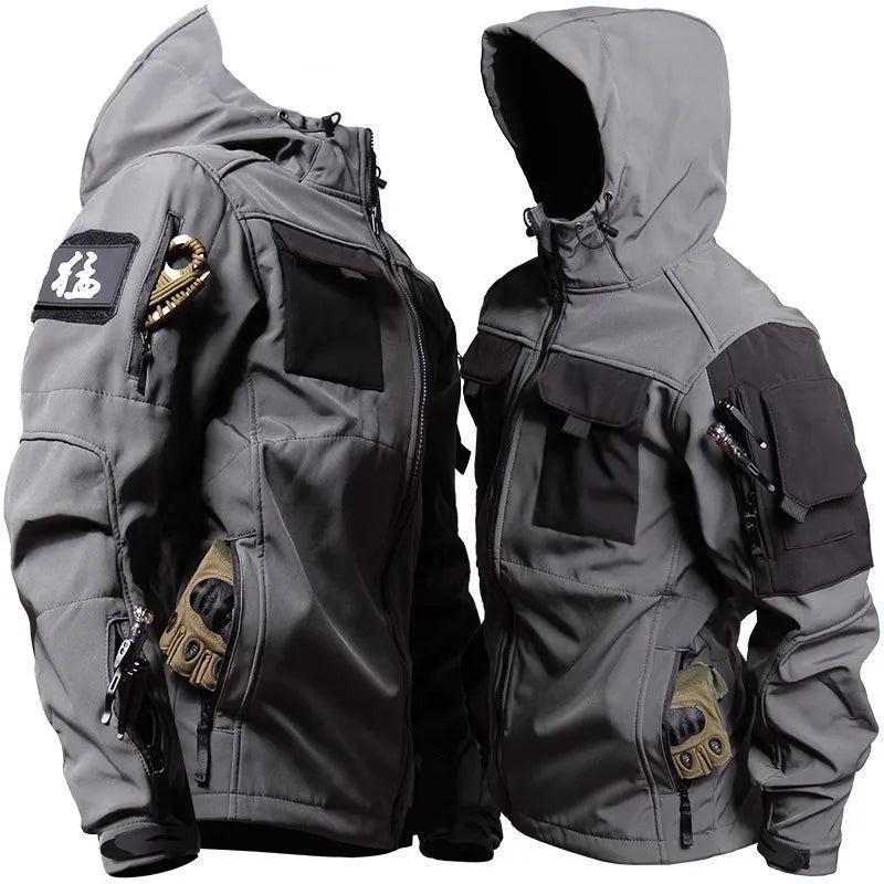 Men's Shark Skin Tactical Softshell Hooded Jacket by HitMyNeed