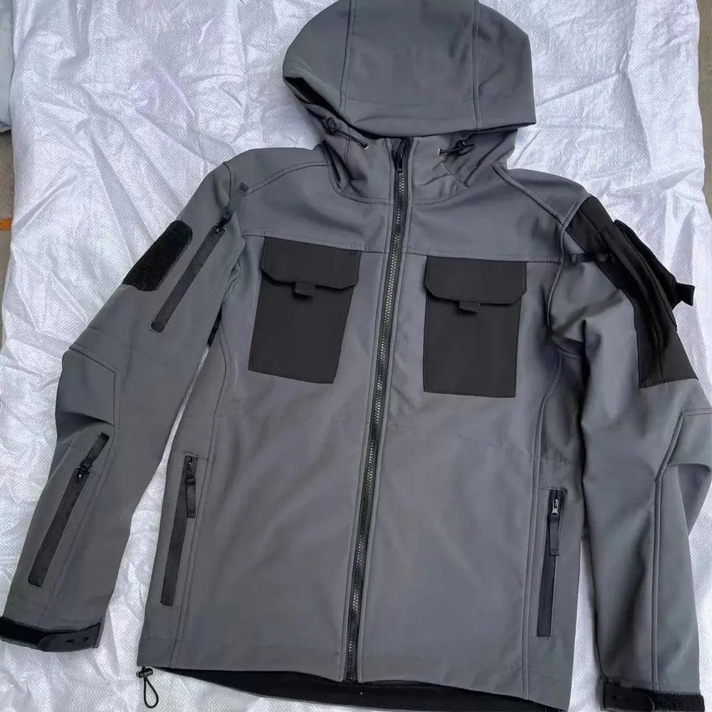 Men's Shark Skin Tactical Softshell Hooded Jacket by HitMyNeed
