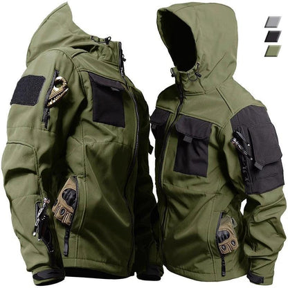 Men's Shark Skin Tactical Softshell Hooded Jacket green-jacket-only m by HitMyNeed