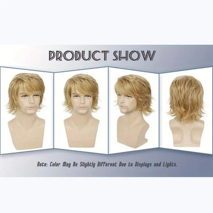 Men's Short Black Fluffy Heat-Resistant Wig by HitMyNeed