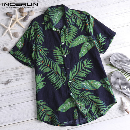 Men's Short Sleeve Hawaiian Cotton Shirt by HitMyNeed