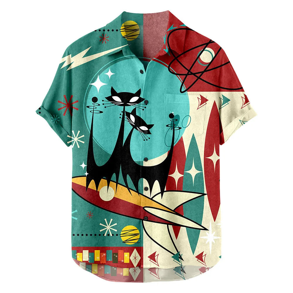 Men's Short Sleeve Summer Hawaiian Shirt sky-blue m by HitMyNeed