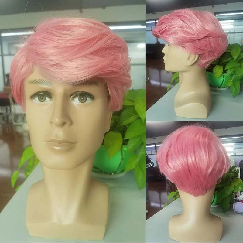 Men's Short Synthetic Ombre Blonde Pixie Wig pink by HitMyNeed
