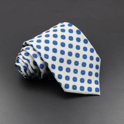 Men's Silk Tie 7.5cm - Dotted Floral Wedding & Business 14.0 by HitMyNeed