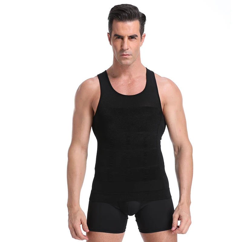 Men's Slimming Compression Vest with Abdominal Control black l by HitMyNeed