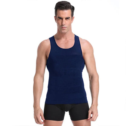 Men's Slimming Compression Vest with Abdominal Control blue s by HitMyNeed