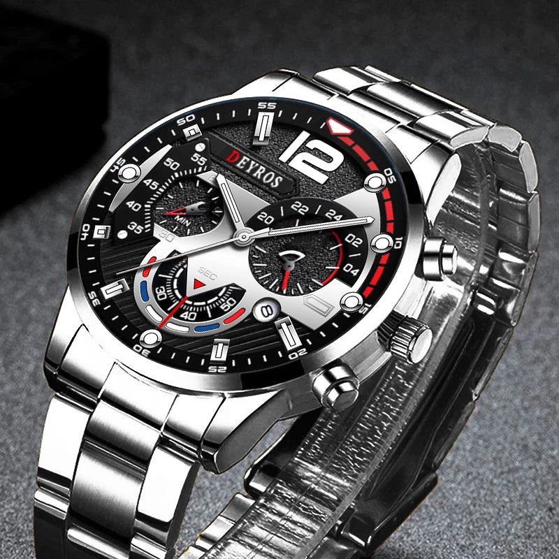 Men's Stainless Steel Quartz Watch with Date & Lume by HitMyNeed