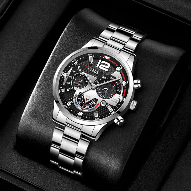 Men's Stainless Steel Quartz Watch with Date & Lume by HitMyNeed