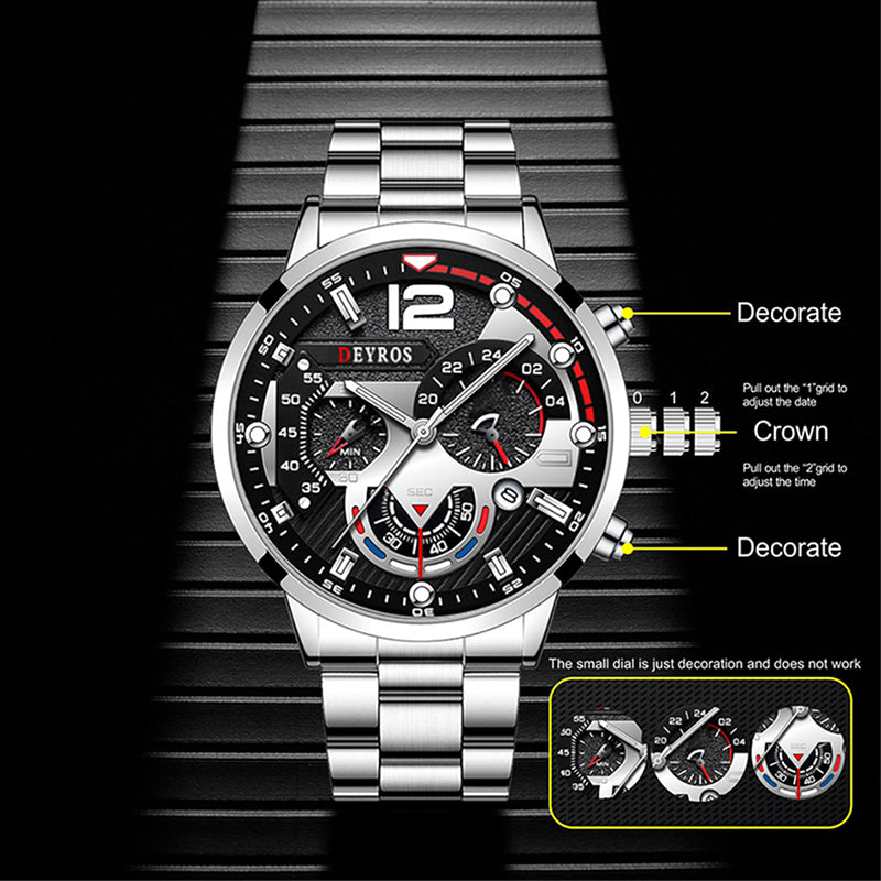Men's Stainless Steel Quartz Watch with Date & Lume by HitMyNeed