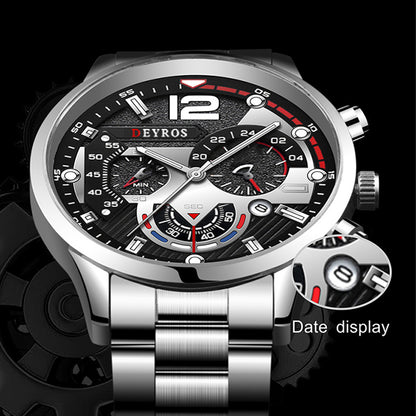 Men's Stainless Steel Quartz Watch with Date & Lume by HitMyNeed