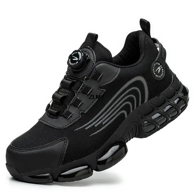 Men's Steel Toe Rotary Button Safety Work Sneakers 262-black 45.0 by HitMyNeed