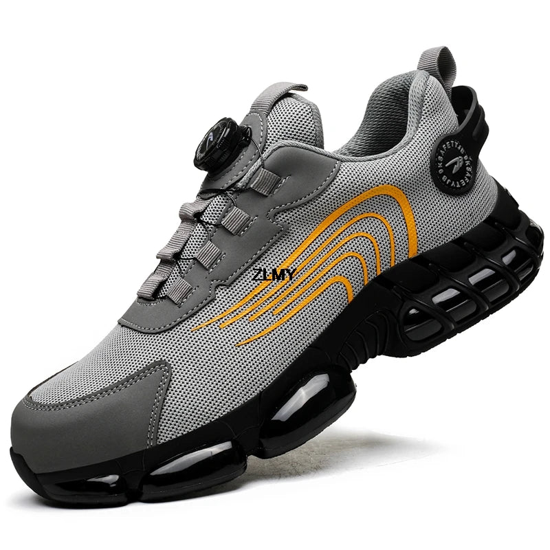 Men's Steel Toe Rotary Button Safety Work Sneakers 262-grey 43.0 by HitMyNeed