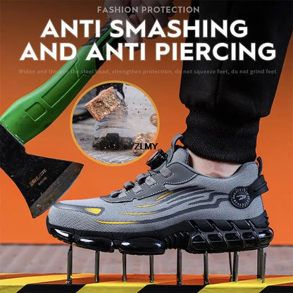 Men's Steel Toe Rotary Button Safety Work Sneakers by HitMyNeed