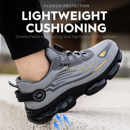 Men's Steel Toe Rotary Button Safety Work Sneakers by HitMyNeed