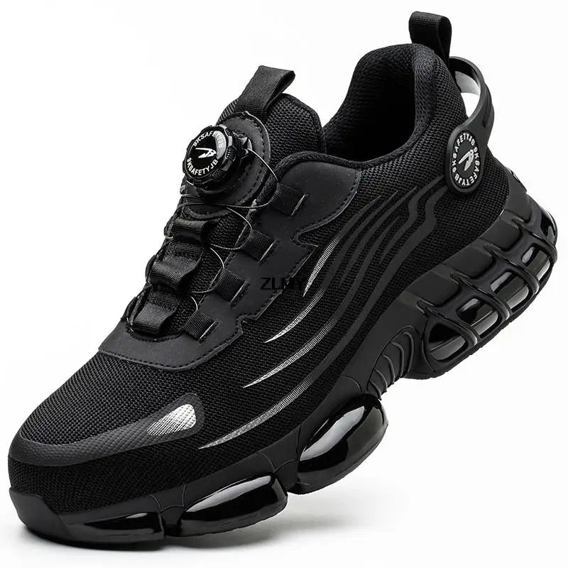Men's Steel Toe Rotary Button Safety Work Sneakers black 40.0 by HitMyNeed