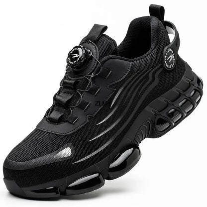 Men's Steel Toe Rotary Button Safety Work Sneakers black 40.0 by HitMyNeed