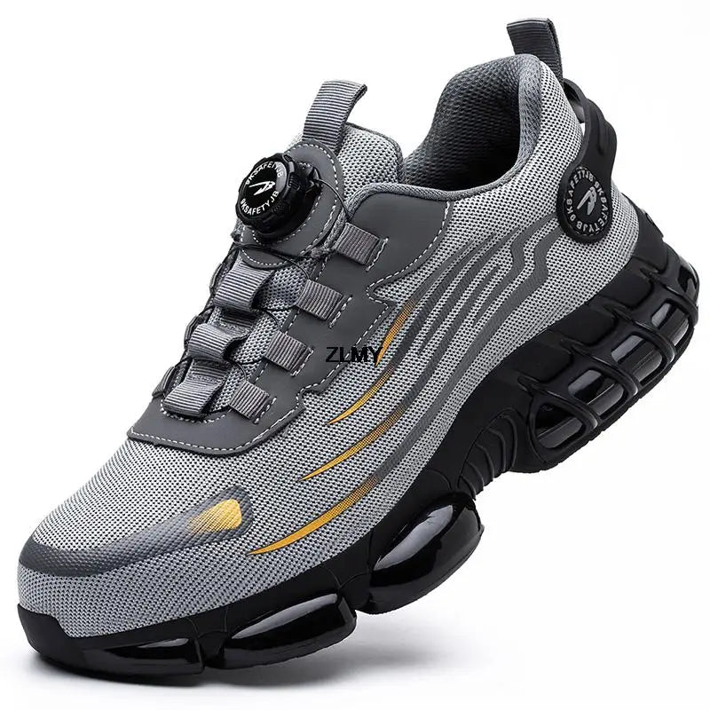 Men's Steel Toe Rotary Button Safety Work Sneakers grey 46.0 by HitMyNeed