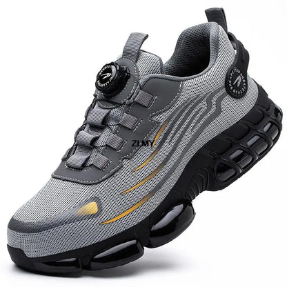 Men's Steel Toe Rotary Button Safety Work Sneakers grey 46.0 by HitMyNeed