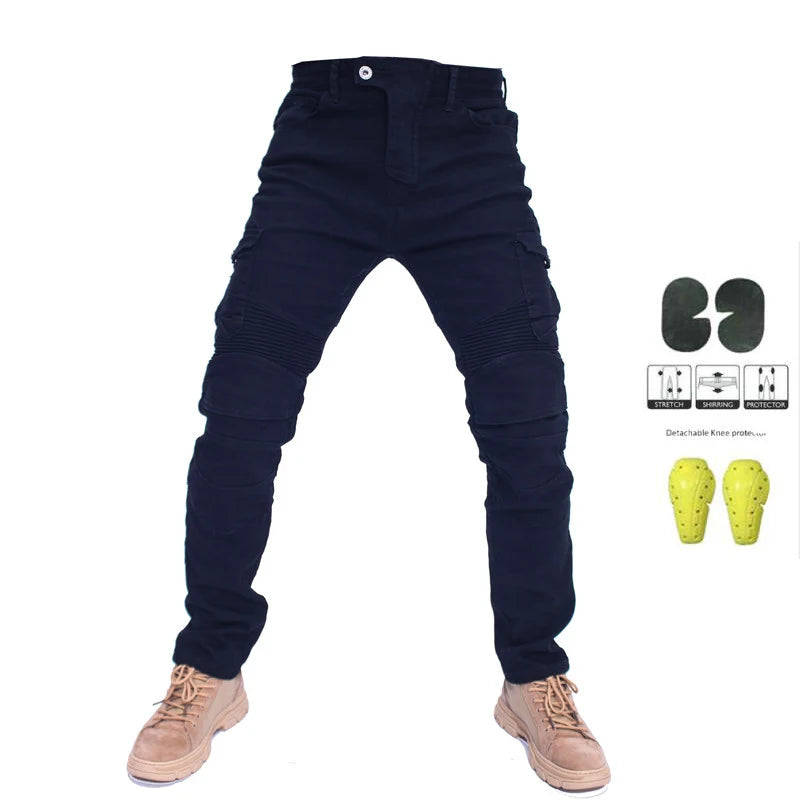 Men's Summer Motorcycle Riding Jeans black-with-gear-a m by HitMyNeed