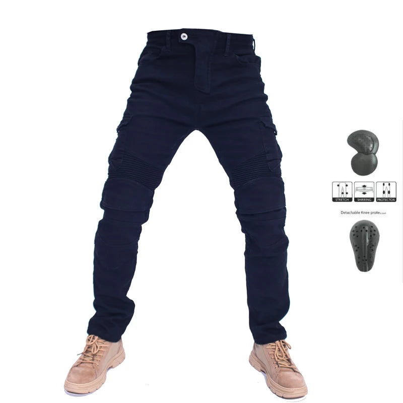 Men's Summer Motorcycle Riding Jeans black-with-gear-b m by HitMyNeed