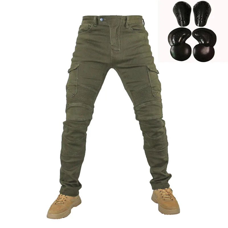 Men's Summer Motorcycle Riding Jeans green-with-gear-b m by HitMyNeed