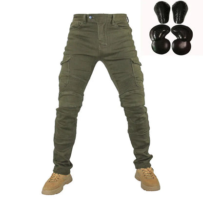 Men's Summer Motorcycle Riding Jeans green-with-gear-b m by HitMyNeed