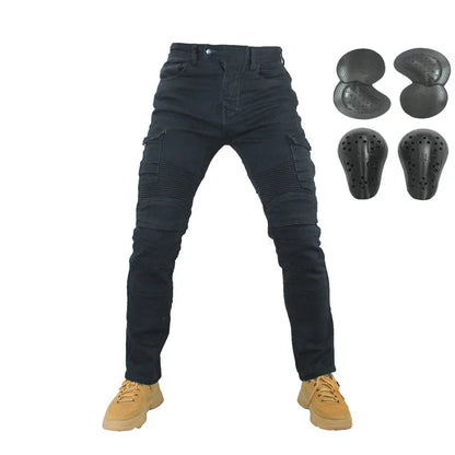 Men's Summer Motorcycle Riding Jeans grey-with-gear-b m by HitMyNeed