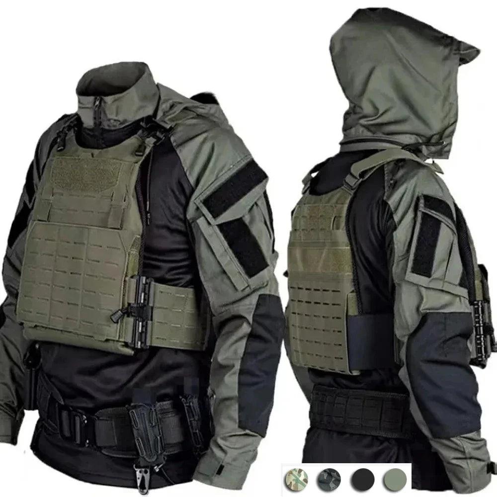 Men's Tactical Camouflage Long Sleeve Hooded Shirt by HitMyNeed