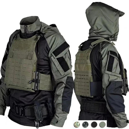 Men's Tactical Camouflage Long Sleeve Hooded Shirt by HitMyNeed