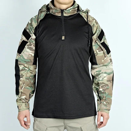 Men's Tactical Camouflage Long Sleeve Hooded Shirt by HitMyNeed