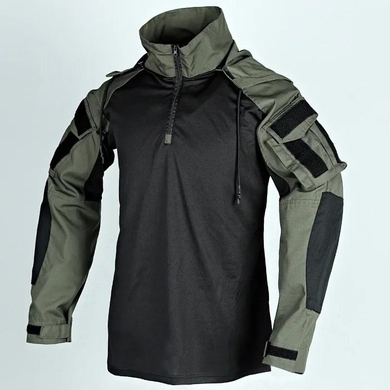 Men's Tactical Camouflage Long Sleeve Hooded Shirt army-green xxxl by HitMyNeed
