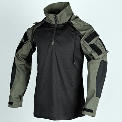 Men's Tactical Camouflage Long Sleeve Hooded Shirt army-green xxxl by HitMyNeed