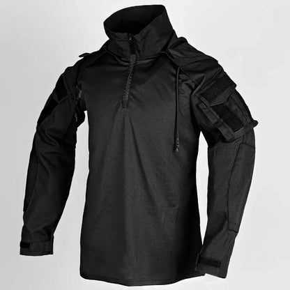 Men's Tactical Camouflage Long Sleeve Hooded Shirt black l by HitMyNeed