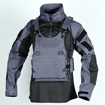 Men's Tactical Camouflage Long Sleeve Hooded Shirt gray-shirts-only xl by HitMyNeed